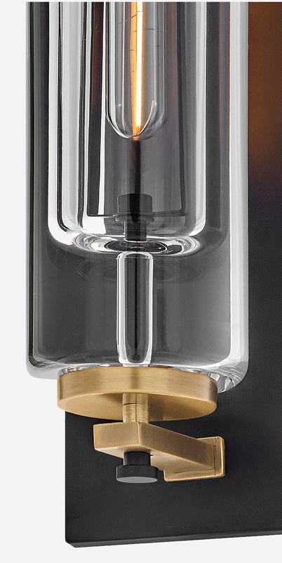 LOURDE Medium Wall Mount Lantern 28920BK-LL close-up